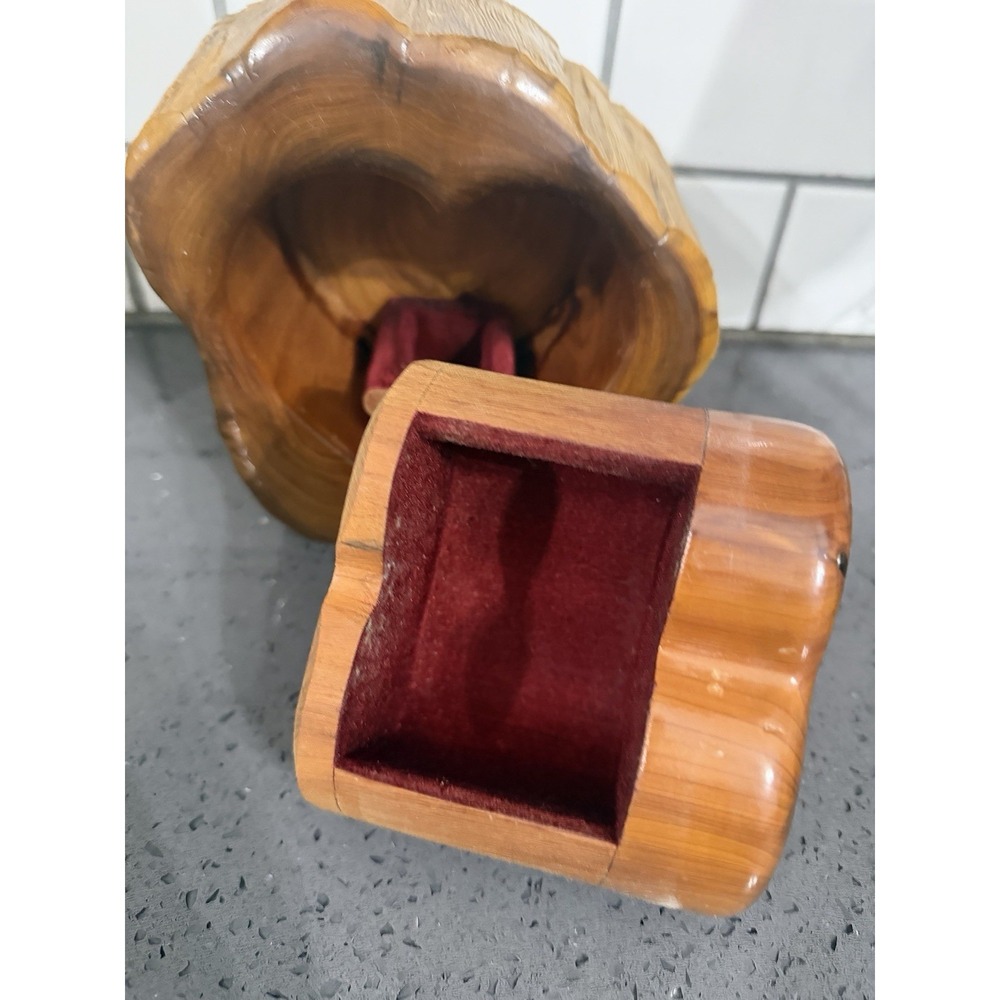 Wood Cedar Log Jewelry Trinket Box Heart Shaped‎ Drawer Artist Jeff Trag - Picture 10 of 12